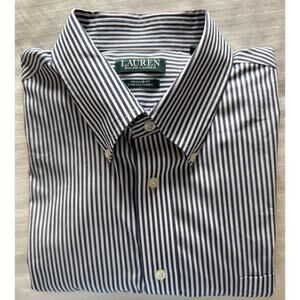 Lauren Regular Fit Stretch Fabric Men's L/S DressShirt Navy/White Pin Stripes XL